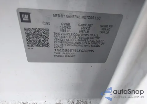 2020 Chevrolet Malibu Fwd Ls from USA, damaged, VIN 1G1ZB5ST6LF083885